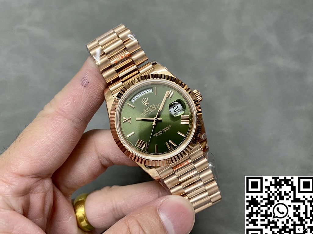 M228235-0025 Factory QF Steel Dial Rolex v5 Tungsten Functional Day Date 1006 Gold Green Rose 0730